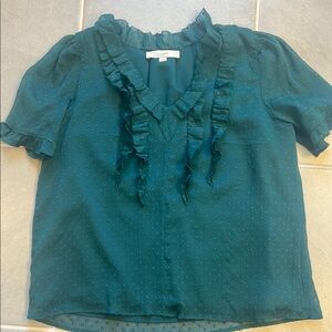 LOFT Teal Ruffle Blouse
